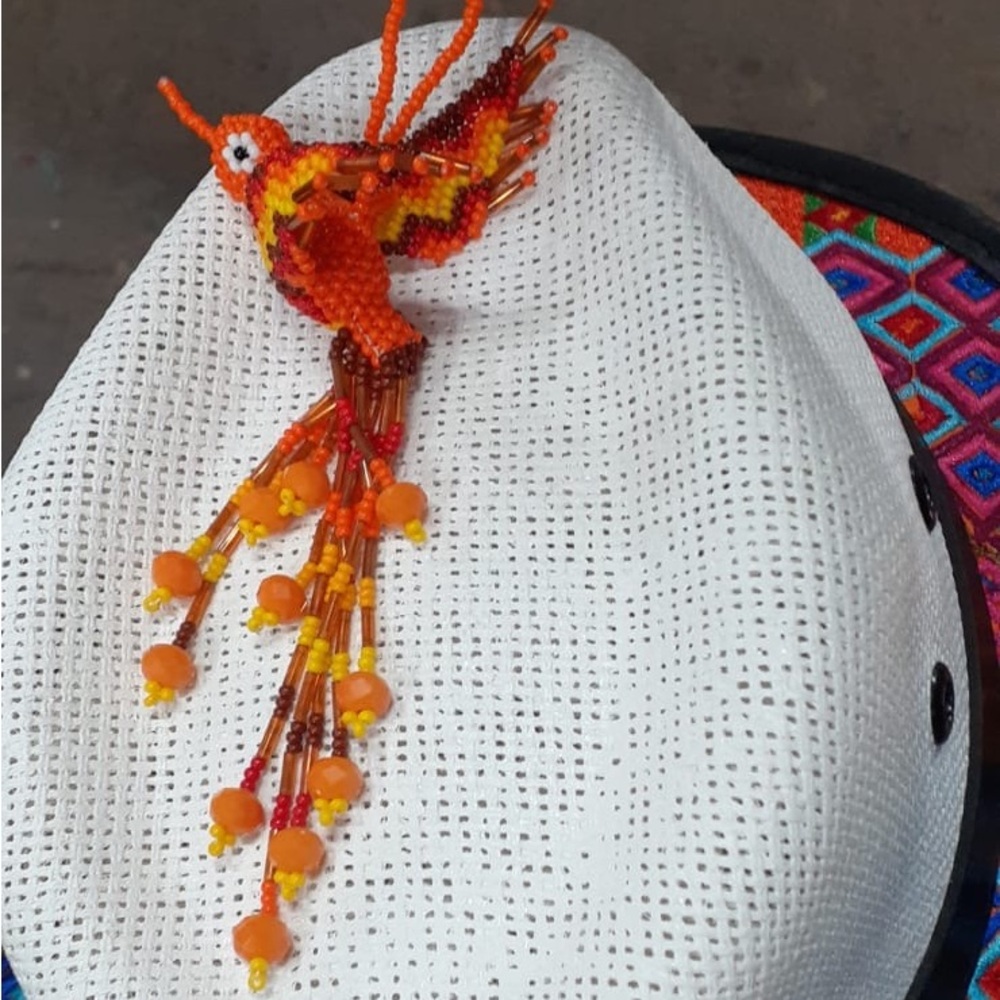 QUETZAL Bird or Hummingbird beaded charm Artisan made 5 inch long Guatemala - Picture 7 of 11